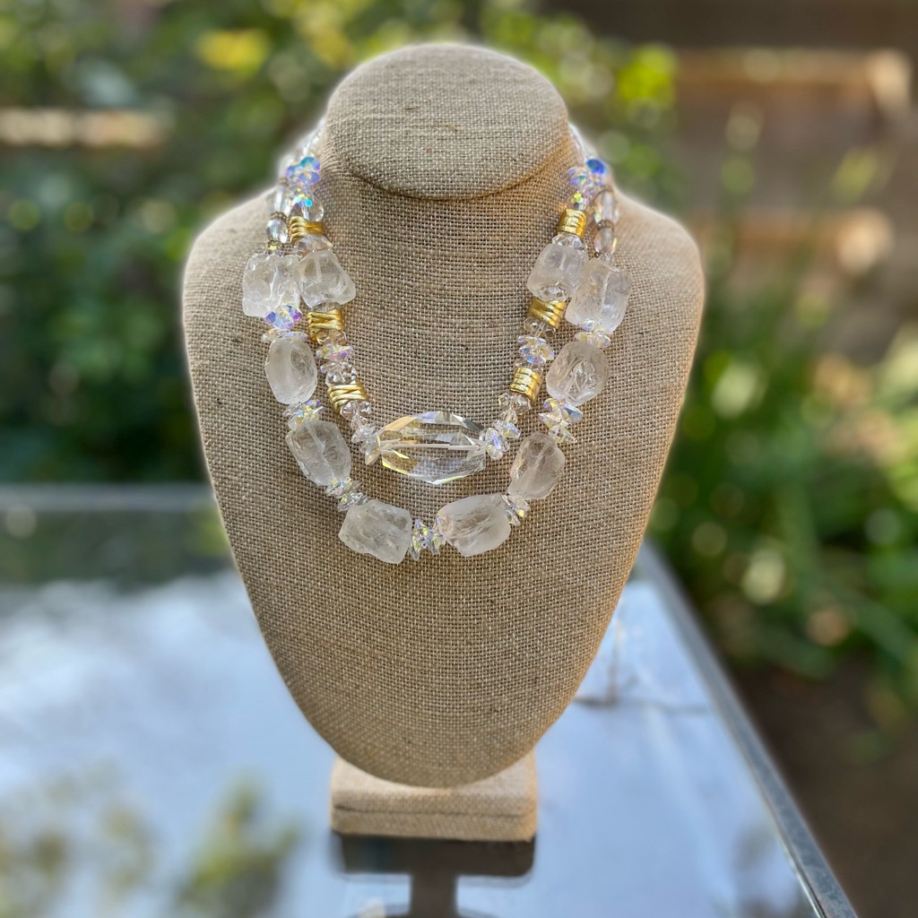 Ice Baby Raw Quartz & Swarovski Crystals Necklace